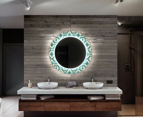 Runder Dekorativer Spiegel Mit LED-beleuchtung Für Badezimmer - Abstrac Seamless #12