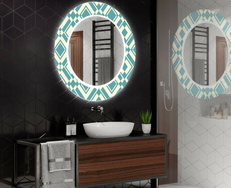 Runder Dekorativer Spiegel Mit LED-beleuchtung Für Badezimmer - Abstrac Seamless #2