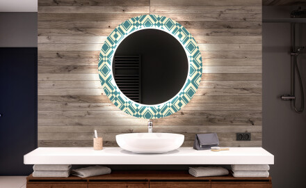Runder Dekorativer Spiegel Mit LED-beleuchtung Für Badezimmer - Abstrac Seamless