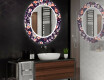 Rund Dekorativ Spegel Med Led-belysning För Badrummet - Elegant Flowers #2