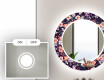 Rund Dekorativ Spegel Med Led-belysning För Badrummet - Elegant Flowers #4
