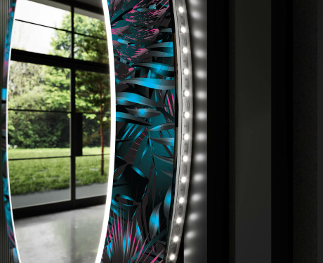 Rund Dekorativ Spegel Med Led-belysning För Badrummet - Fluo Tropic #11