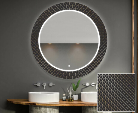 Rund Dekorativ Spegel Med Led-belysning För Badrummet - Golden Lines