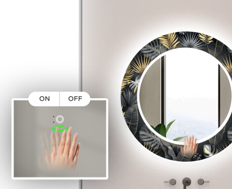 Rund Dekorativ Spegel Med Led-belysning För Badrummet - Goldy Palm #5