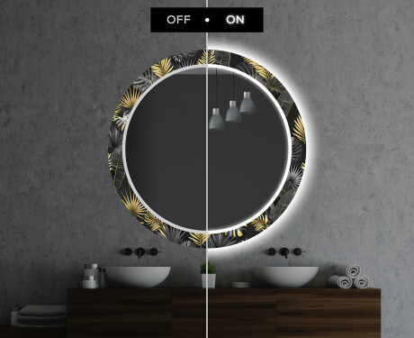 Rund Dekorativ Spegel Med Led-belysning För Badrummet - Goldy Palm #7