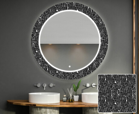 Rund Dekorativ Spegel Med Led-belysning För Badrummet - Gothic #1
