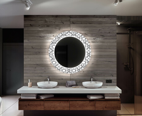 Rund Dekorativ Spegel Med Led-belysning För Badrummet - Industrial #12