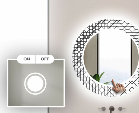 Rund Dekorativ Spegel Med Led-belysning För Badrummet - Industrial #4