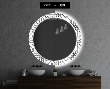Rund Dekorativ Spegel Med Led-belysning För Badrummet - Industrial #7