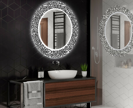 Rund Dekorativ Spegel Med Led-belysning För Badrummet - Letters #2