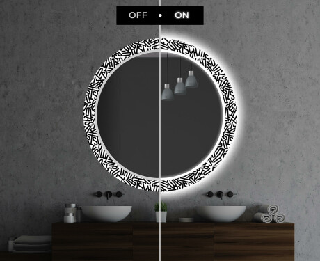 Rund Dekorativ Spegel Med Led-belysning För Badrummet - Letters #7