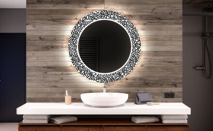 Rund Dekorativ Spegel Med Led-belysning För Badrummet - Letters