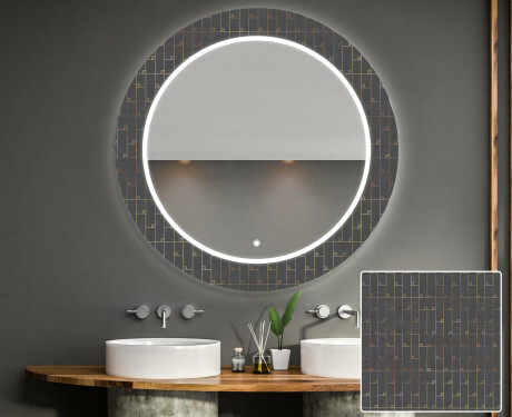 Rund Dekorativ Spegel Med Led-belysning För Badrummet - Microcircuit #1