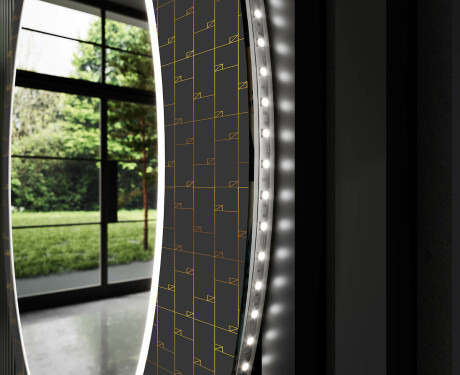 Rund Dekorativ Spegel Med Led-belysning För Badrummet - Microcircuit #11