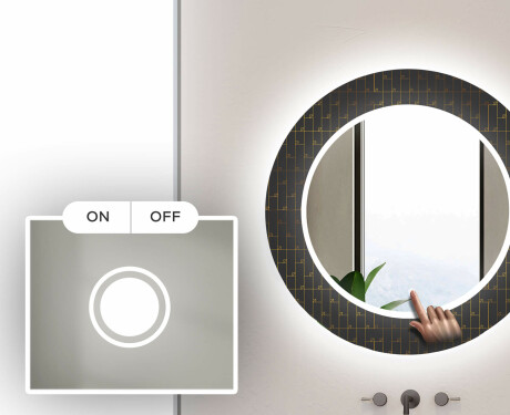 Rund Dekorativ Spegel Med Led-belysning För Badrummet - Microcircuit #4