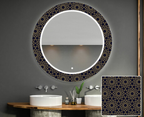 Rund Dekorativ Spegel Med Led-belysning För Badrummet - Ornament
