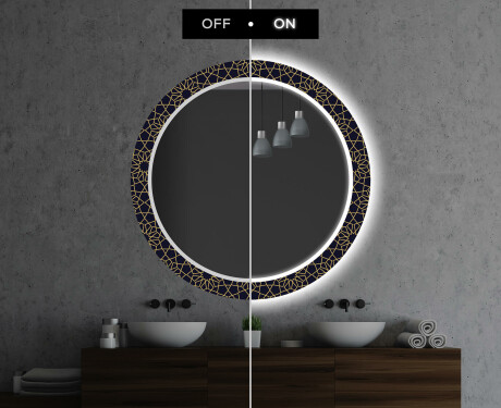 Rund Dekorativ Spegel Med Led-belysning För Badrummet - Ornament #7