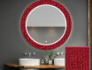 Rund Dekorativ Spegel Med Led-belysning För Badrummet - Red Mosaic #1