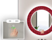 Rund Dekorativ Spegel Med Led-belysning För Badrummet - Red Mosaic #5
