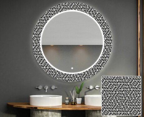 Rund Dekorativ Spegel Med Led-belysning För Badrummet - Triangless #1