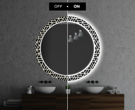 Rund Dekorativ Spegel Med Led-belysning För Badrummet - Triangless #7