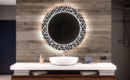 Rund Dekorativ Spegel Med Led-belysning För Badrummet - Triangless