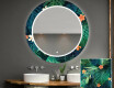 Rund Dekorativ Spegel Med Led-belysning För Badrummet - Tropical #1
