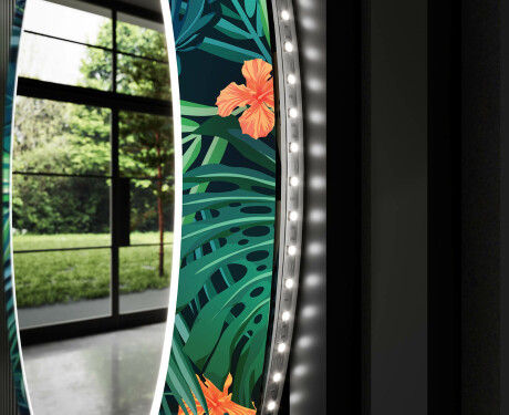 Rund Dekorativ Spegel Med Led-belysning För Badrummet - Tropical #11