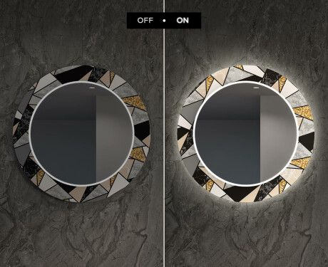 RUND DEKORATIV SPEGEL MED LED-BELYSNING FÖR KÖKET - Marble Pattern #7