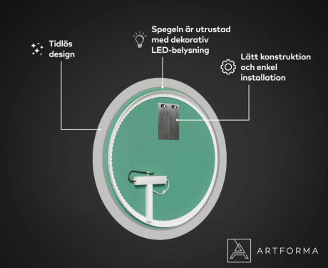 RUND DEKORATIV SPEGEL MED LED-BELYSNING FÖR KÖKET - Round Stamp #3