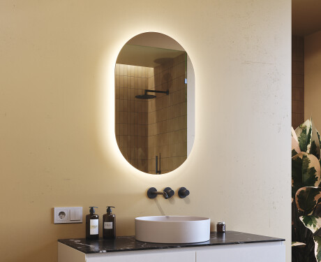 Badrumsspegel med LED 50x80cm med kallt LED-ljus 7000K, varmt ljus 3000K eller neutralt ljus 4500K