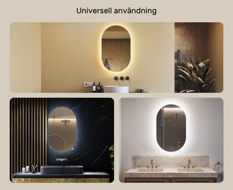 Badrumsspegel med LED 50x80cm med kallt LED-ljus 7000K, varmt ljus 3000K eller neutralt ljus 4500K #2