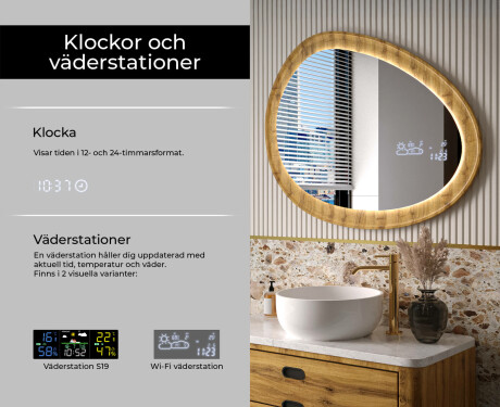 Oregelbunden spegel i ekram med LED-belysning #6