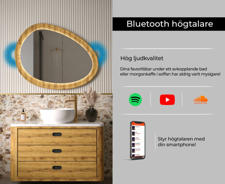 Oregelbunden spegel i ekram med LED-belysning #7