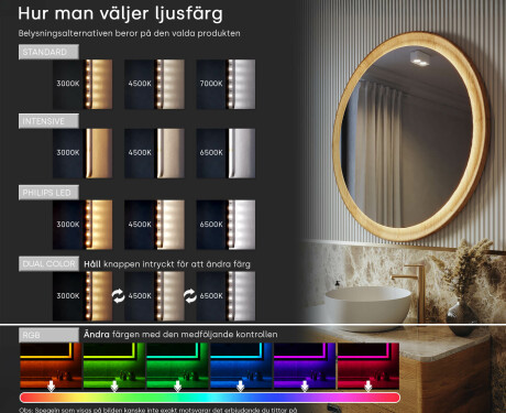 Oval spegel i ekram med LED-belysning #5