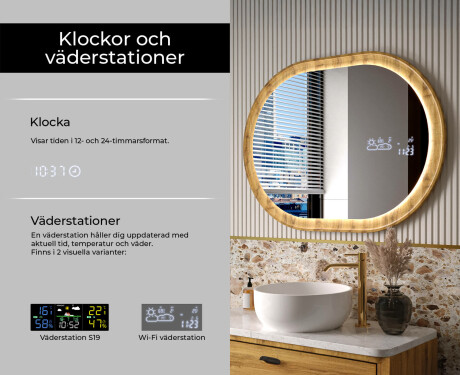 Oval spegel i ekram med LED-belysning #6