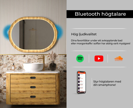 Oval spegel i ekram med LED-belysning #7