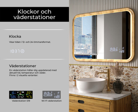 Rundat spegel i ekram med LED-belysning #6