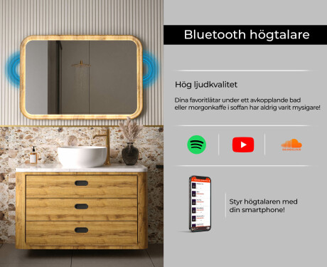 Rundat spegel i ekram med LED-belysning #7