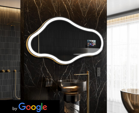 Oregelbunden spegel badrum LED SMART C222 Google