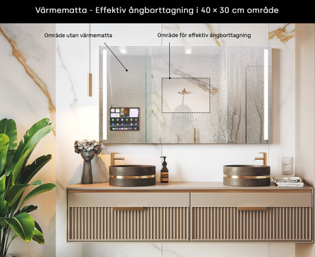 Smart Rektangulär LED Badrumsspegel med iPad Displine L02 Apple Ram #7