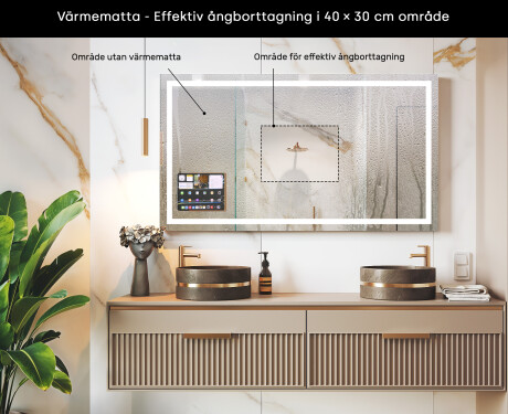 Smart Rektangulär LED Badrumsspegel med iPad Displine L15 Apple Ram #7
