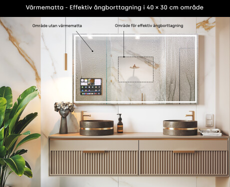 Rektangulär Smart LED Apple Spegel med Displine L49 Ram #7