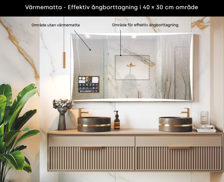Rektangulär Smart LED Apple Spegel med Displine L77 Ram #7