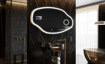 Oregelbunden spegel badrum LED SMART O222 Google