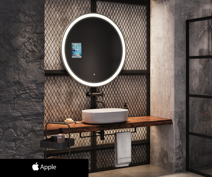 Artforma - Rund spegel med belysning LED SMART L76 Apple