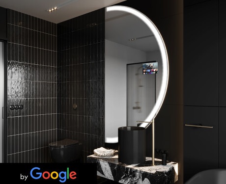 Halvcirkel spegel badrum LED SMART A222 Google