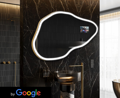 Oregelbunden spegel med belysning LED SMART P222 Google