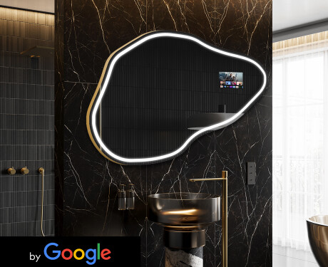 Oregelbunden spegel med belysning LED SMART P223 Google