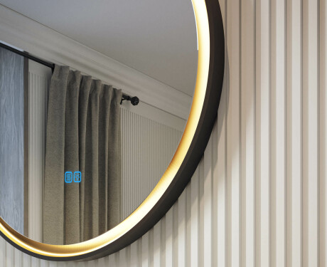 Rund spegel i metallram med LED-belysning #2